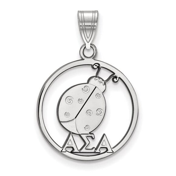 Sterling Silver Alpha Sigma Alpha Medium Circle Pendant - Picture 1 of 4